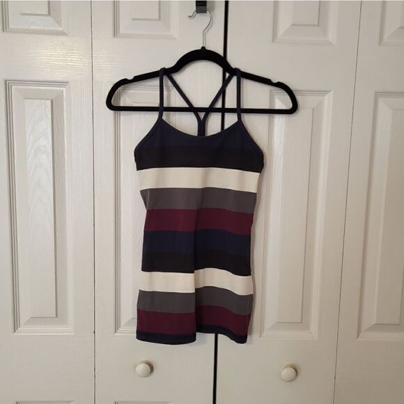 Lululemon Athletica navy/black/white/grey/purple striped tank top - Picture 1 of 6